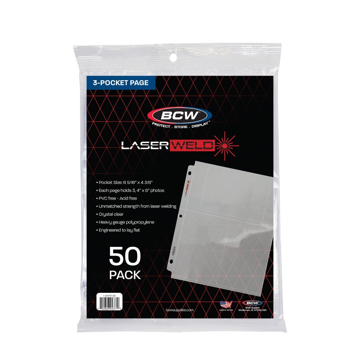 LaserWeld 3-Pocket Photo Page (50 CT. Pack)